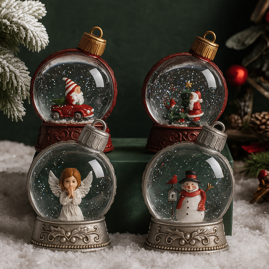 LED Christmas Snow Globe Lamp – Festive Light Decoration with Santa, Snowman & Angel Figures