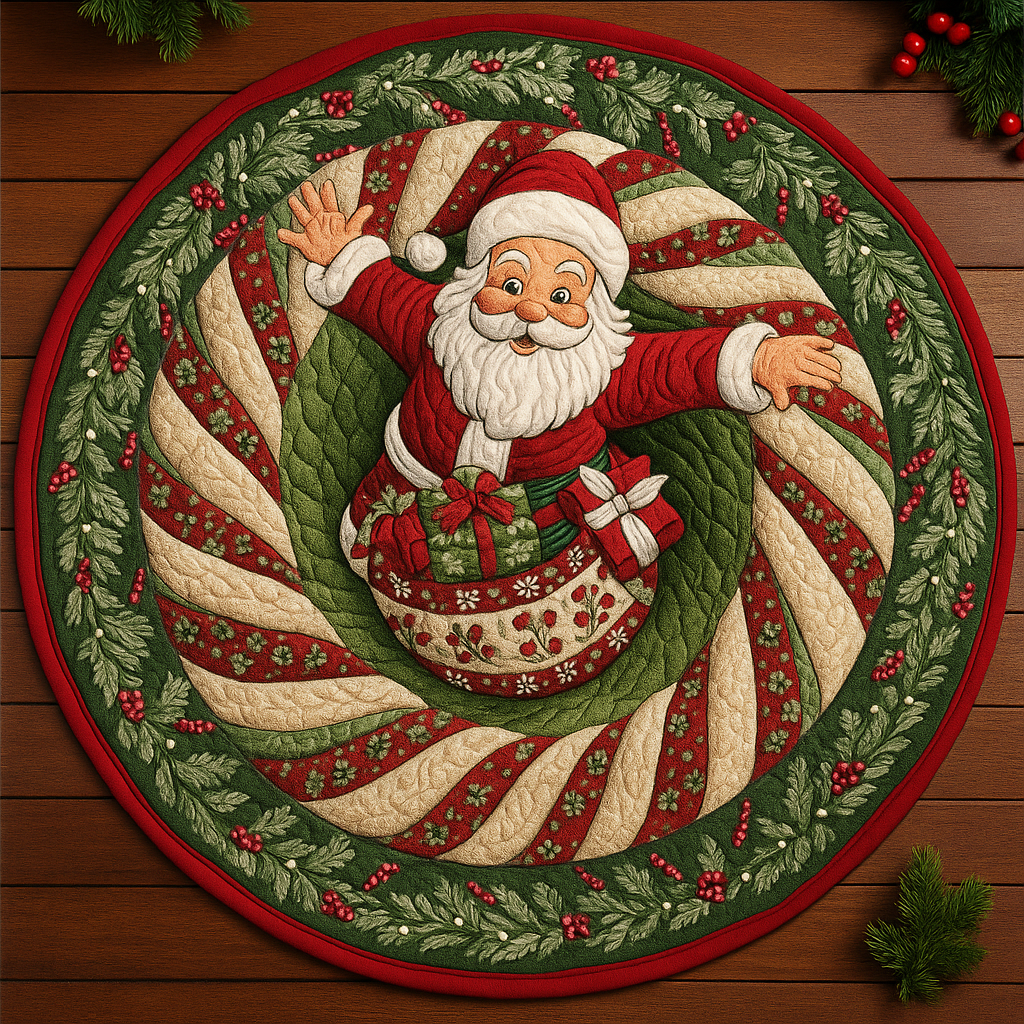 Christmas Decor Combo Set – Santa Round Rug & Festive Snow Globe Lamps | Cozy Holiday Home Decoration