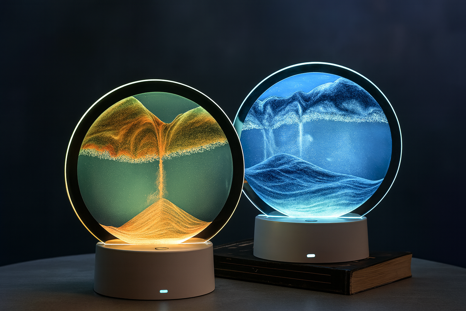 LED Moving Sand Art Lamp – Relaxing Flowing Landscape Night Light for Home & Office Decor