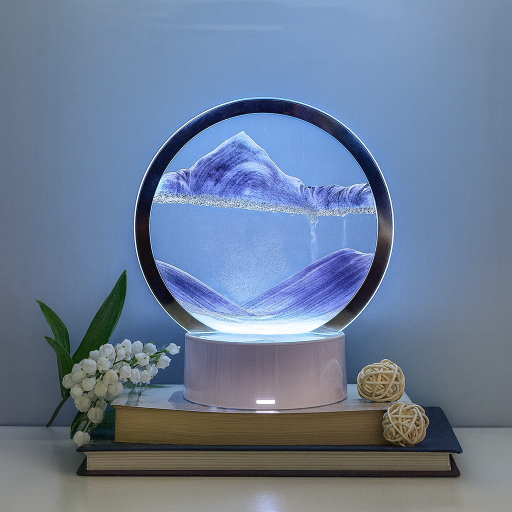 LED Moving Sand Art Lamp – Relaxing Flowing Landscape Night Light for Home & Office Decor