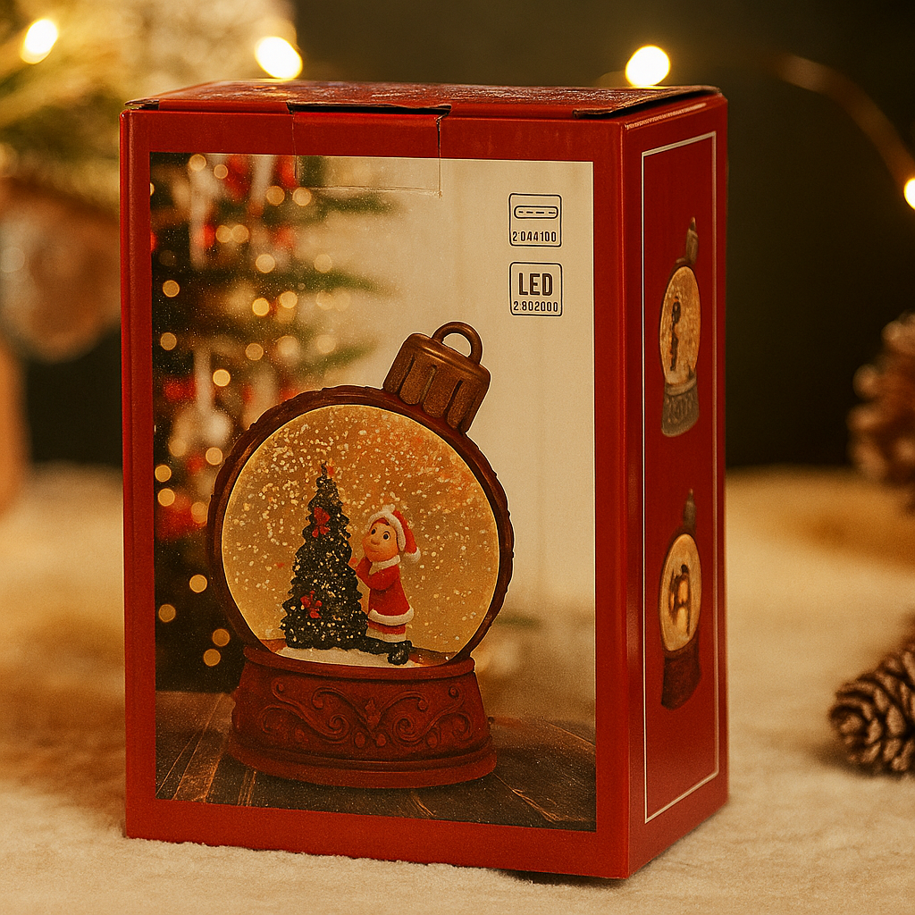 LED Christmas Snow Globe Lamp – Festive Light Decoration with Santa, Snowman & Angel Figures