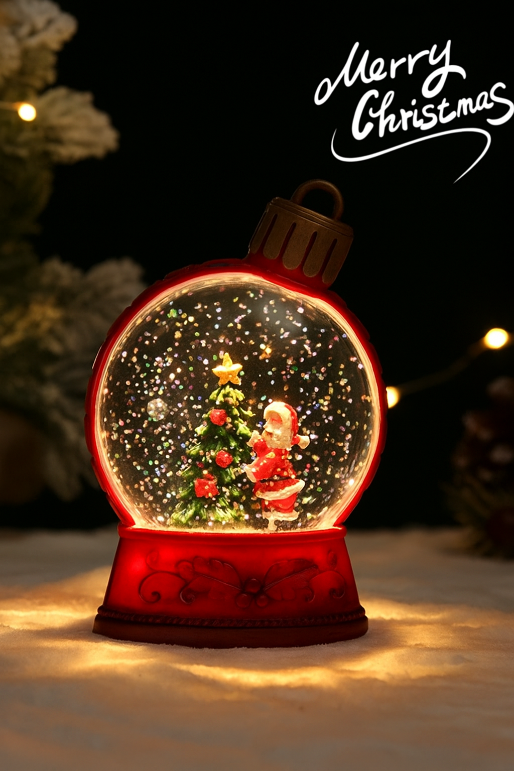 LED Christmas Snow Globe Lamp – Festive Light Decoration with Santa, Snowman & Angel Figures