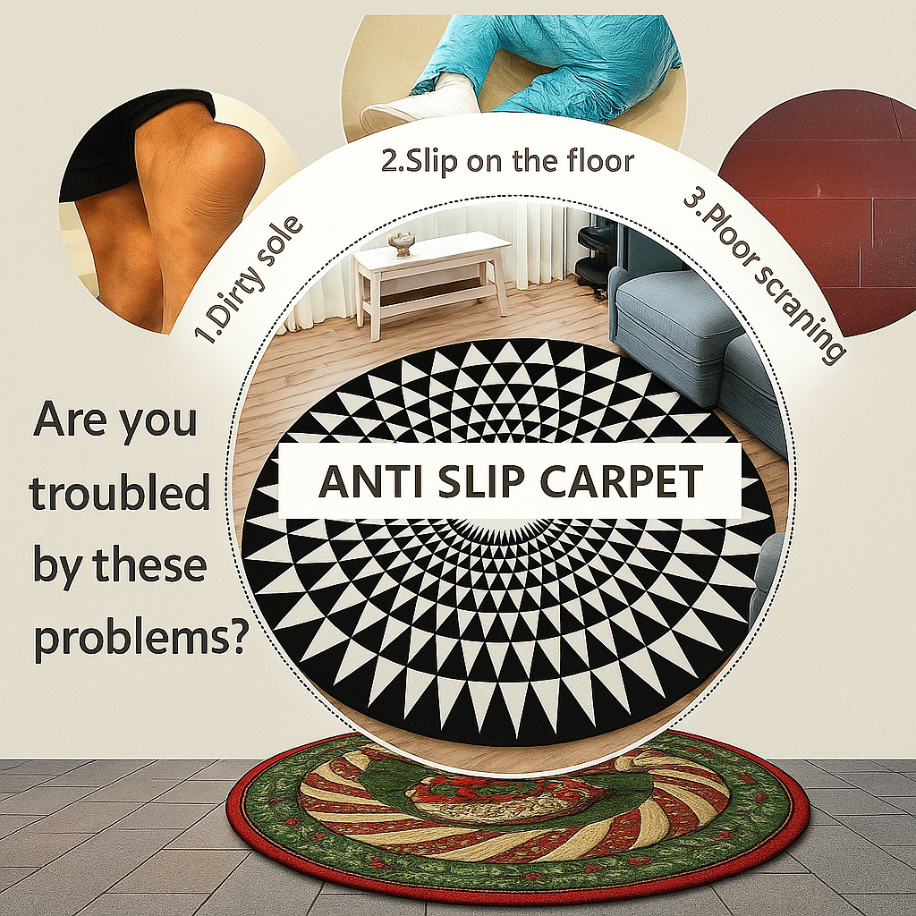 Festive Santa Christmas Round Rug – Holiday Entrance Mat for Outdoor & Indoor Decor